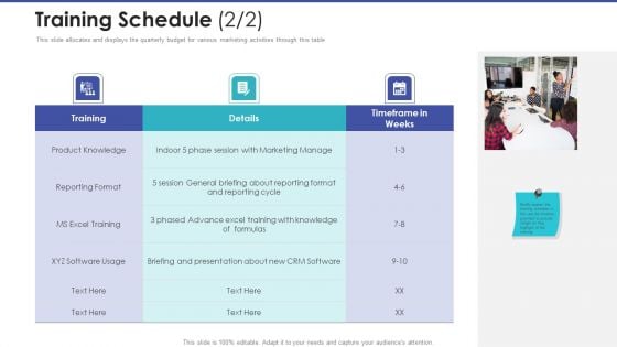 Tactical Planning For Marketing And Commercial Advancement Training Schedule Excel Guidelines PDF