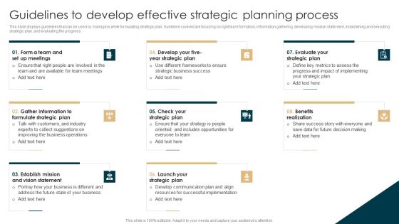 Tactical Planning Guide For Supervisors Guidelines To Develop Effective Strategic Planning Process Microsoft PDF