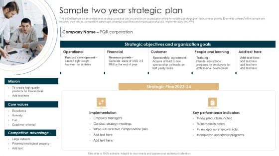 Tactical Planning Guide For Supervisors Sample Two Year Strategic Plan Elements PDF