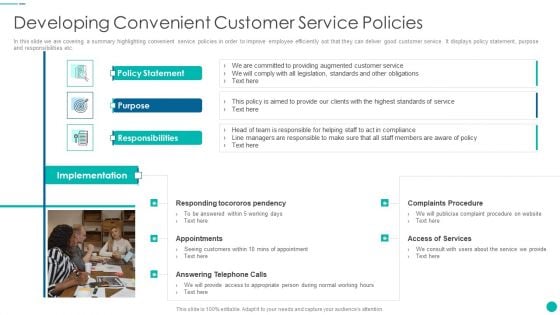 Tactical Procedure For Increasing Customer Intimacy Developing Convenient Customer Service Policies Slides PDF