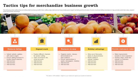 Tactics Tips For Merchandize Business Growth Demonstration PDF