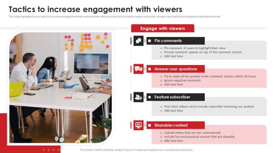 Tactics To Increase Engagement With Viewers Video Content Advertising Strategies For Youtube Marketing Sample PDF