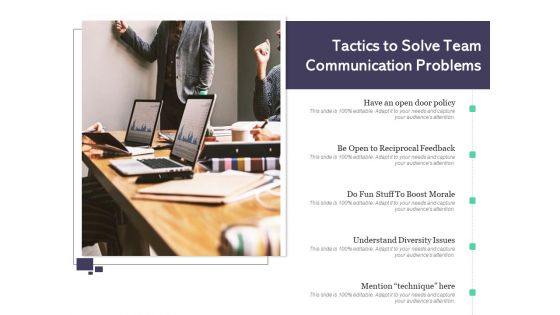 Tactics To Solve Team Communication Problems Ppt PowerPoint Presentation Icon Example Topics PDF