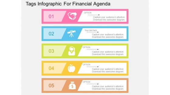 Tags Infographic For Financial Agenda Powerpoint Template