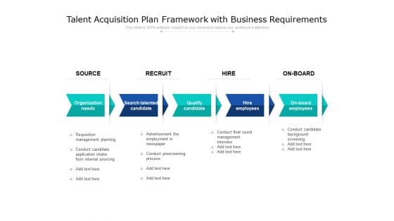 Talent Acquisition Plan Framework With Business Requirements Ppt PowerPoint Presentation Gallery Templates PDF