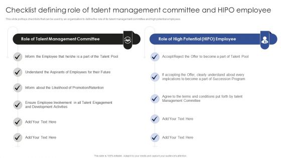 Talent Administration And Succession Checklist Defining Role Of Talent Management Committee Introduction PDF