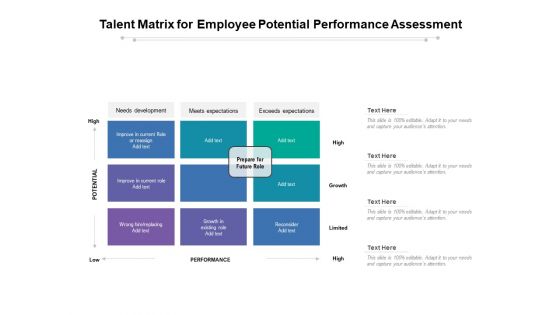 Talent Matrix For Employee Potential Performance Assessment Ppt PowerPoint Presentation Icon Layouts PDF