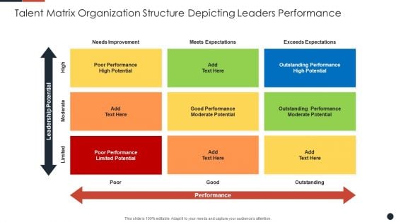 Talent Matrix Organization Structure Depicting Leaders Performance Slides PDF