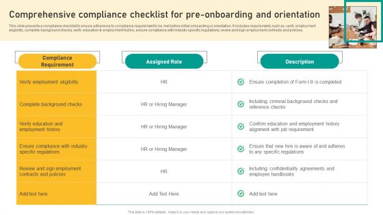 Talent Retention Initiatives For New Hire Onboarding Comprehensive Compliance Checklist Information PDF