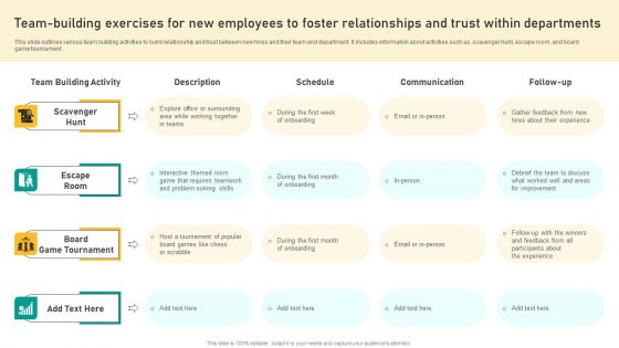 Talent Retention Initiatives For New Hire Onboarding Team Building Exercises For New Employees Demonstration PDF