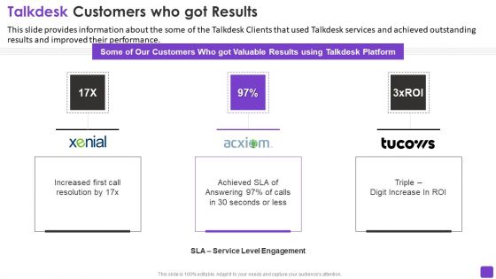 Talkdesk Investor Financing Business Talkdesk Customers Who Got Results Slides PDF Talkdesk Investor Financing Business Talkdesk Customers Who Got Results Slides PDF