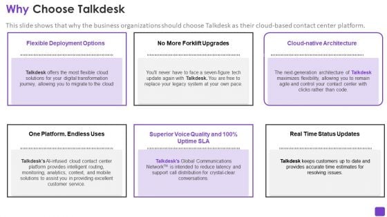 Talkdesk Investor Financing Business Why Choose Talkdesk Summary PDF Talkdesk Investor Financing Business Why Choose Talkdesk Summary PDF