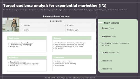 Target Audience Analysis For Experiential Marketing Summary PDF