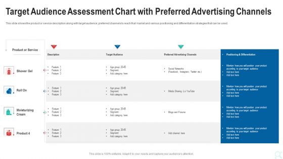 Target Audience Assessment Chart With Preferred Advertising Channels Inspiration PDF