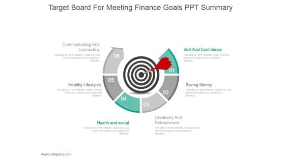 Target Board For Meeting Finance Goals Ppt Summary