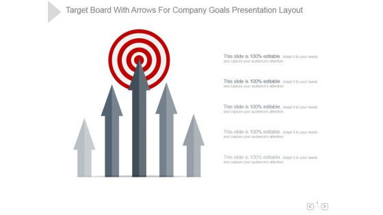 Target Board With Arrows For Company Goals Ppt PowerPoint Presentation Themes