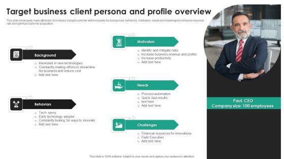 Target Business Client Persona And Profile Overview Clipart PDF Target Business Client Persona And Profile Overview Clipart PDF