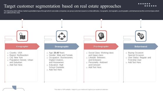 Target Customer Segmentation Based On Real Estate Approaches Graphics PDF