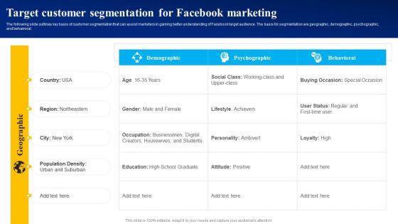 Target Customer Segmentation For Facebook Marketing Ppt PowerPoint Presentation File Show PDF