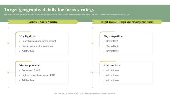 Target Geography Details For Focus Strategy Cost Leadership Differentiation Strategy Information PDF