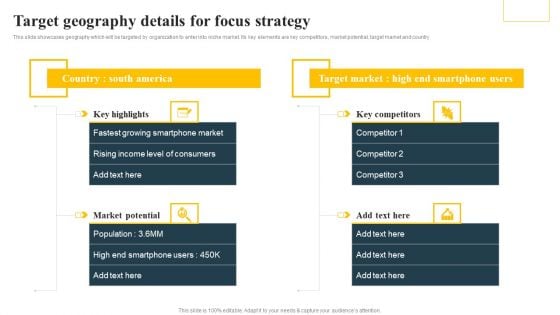 Target Geography Details For Focus Strategy Implementing Focus Strategy To Improve Background PDF