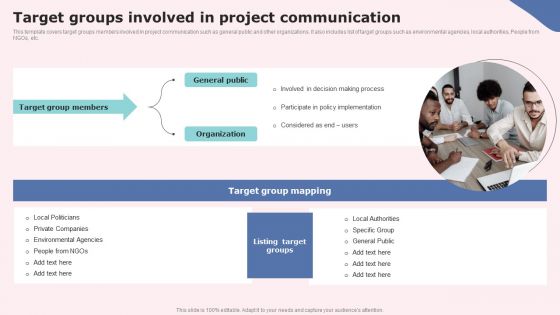 Target Groups Involved In Project Communication Infographics PDF