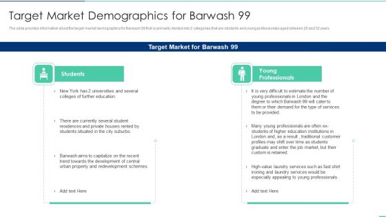 Target Market Demographics For Barwash 99 Ppt Summary Deck PDF