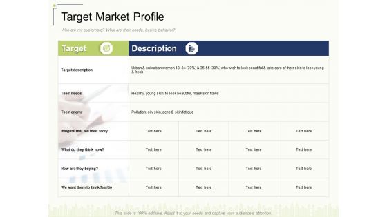 Target Market Profile Ppt Infographic Template Backgrounds PDF