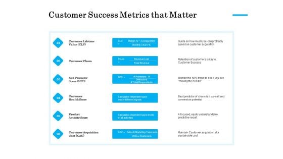 Target Market Segmentation Customer Success Metrics That Matter Ppt PowerPoint Presentation Professional Samples PDF