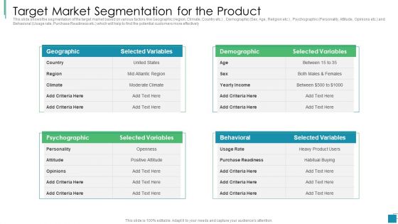 Target Market Segmentation For The Product Ideas PDF