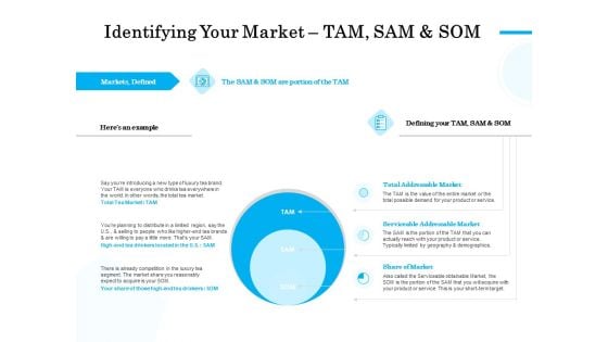 Target Market Segmentation Identifying Your Market TAM SAM And SOM Ppt PowerPoint Presentation Summary Guidelines PDF