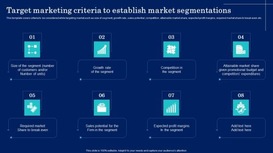 Target Marketing Criteria To Establish Market Segmentations Elements PDF