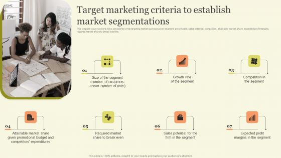 Target Marketing Criteria To Establish Market Segmentations Portrait PDF