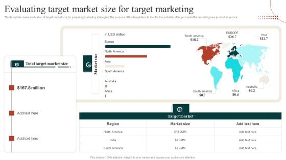 Target Marketing Techniques Evaluating Target Market Size For Target Marketing Mockup PDF