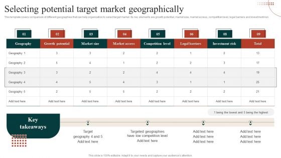 Target Marketing Techniques Selecting Potential Target Market Geographically Diagrams PDF