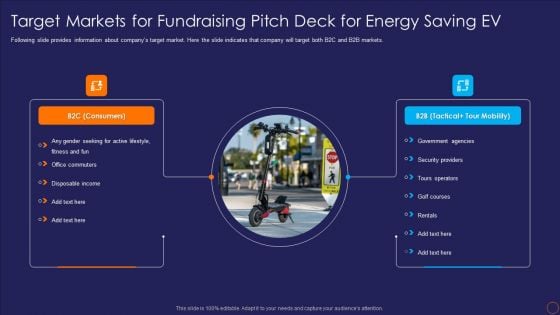 Target Markets For Fundraising Pitch Deck For Energy Saving EV Ppt Ideas Show PDF