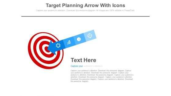 Target Planning Arrow With Icons Powerpoint Slides