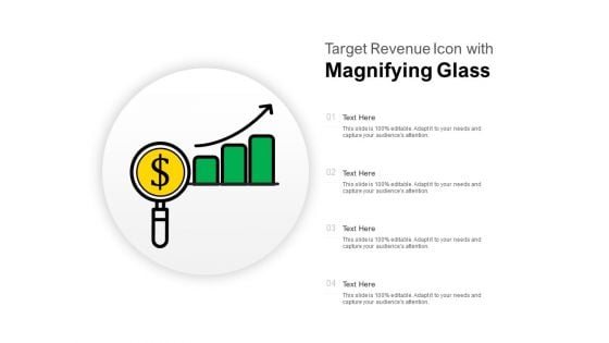 Target Revenue Icon With Magnifying Glass Ppt PowerPoint Presentation Pictures Vector