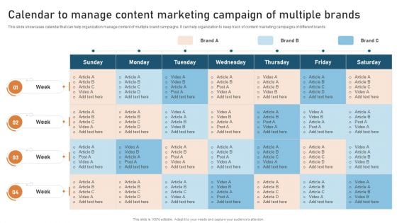 Targeted Market Entry Strategy Calendar To Manage Content Marketing Campaign Clipart PDF