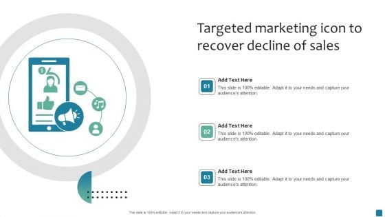 Targeted Marketing Icon To Recover Decline Of Sales Formats PDF