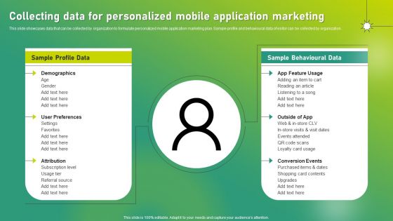 Targeted Marketing Strategic Plan For Audience Engagement Collecting Data For Personalized Mobile Application Marketing Sample PDF