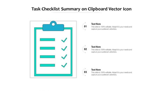 Task Checklist Summary On Clipboard Vector Icon Ppt PowerPoint Presentation File Background PDF