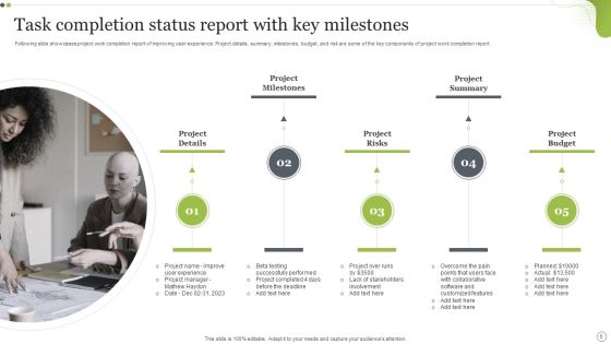 Task Completion Status Report Ppt PowerPoint Presentation Complete With Slides Slide06