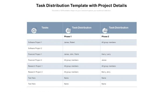 Task Distribution Template With Project Details Ppt PowerPoint Presentation Model Clipart