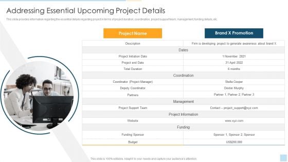 Task Management For Successful Project Delivery Addressing Essential Upcoming Project Details Elements PDF