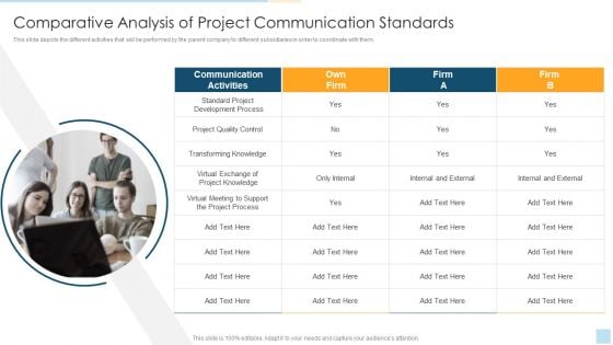 Task Management For Successful Project Delivery Comparative Analysis Of Project Communication Standards Diagrams PDF