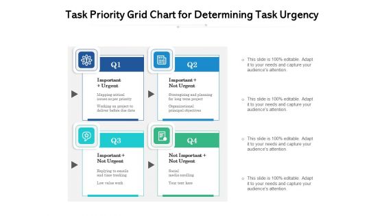 Task Priority Grid Chart For Determining Task Urgency Ppt PowerPoint Presentation File Icons PDF