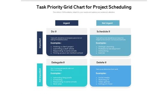 Task Priority Grid Chart For Project Scheduling Ppt PowerPoint Presentation Gallery Backgrounds PDF