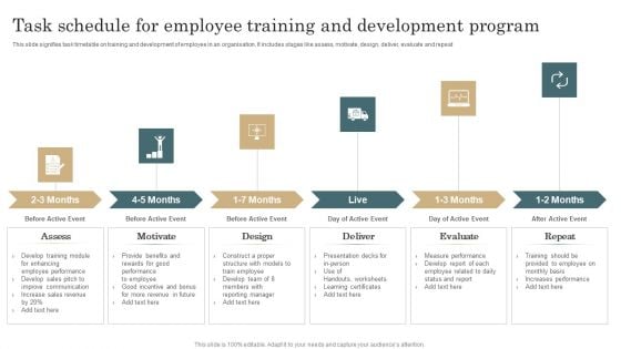 Task Schedule For Employee Training And Development Program Professional PDF