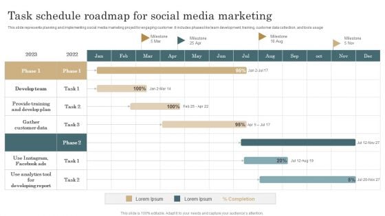 Task Schedule Roadmap For Social Media Marketing Formats PDF